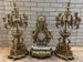 Antique Ornate Figural Mantle Clock and Candelabras - 3 Piece Garniture Set 