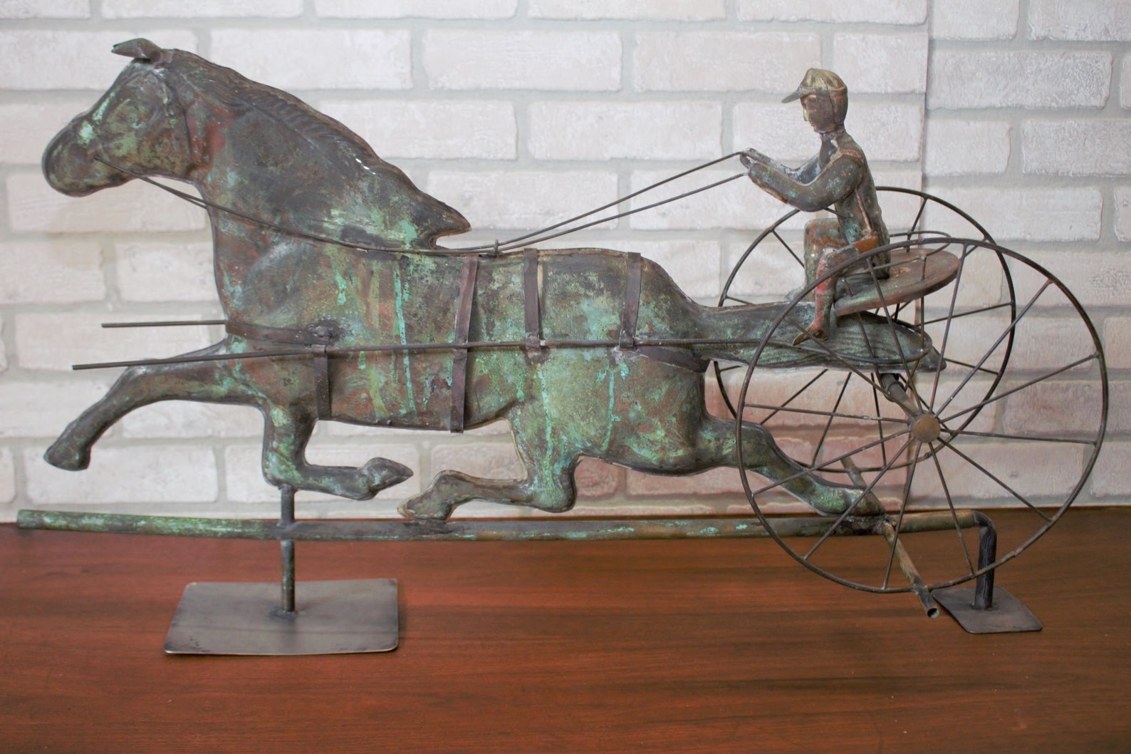 Antique American Copper Weathervane Sulky Jockey With Buggy Etsy