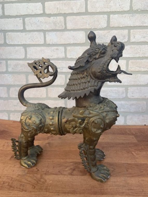 Chinese Foo Dog Mythical Chinese Lion Temple Dog Statue Etsy