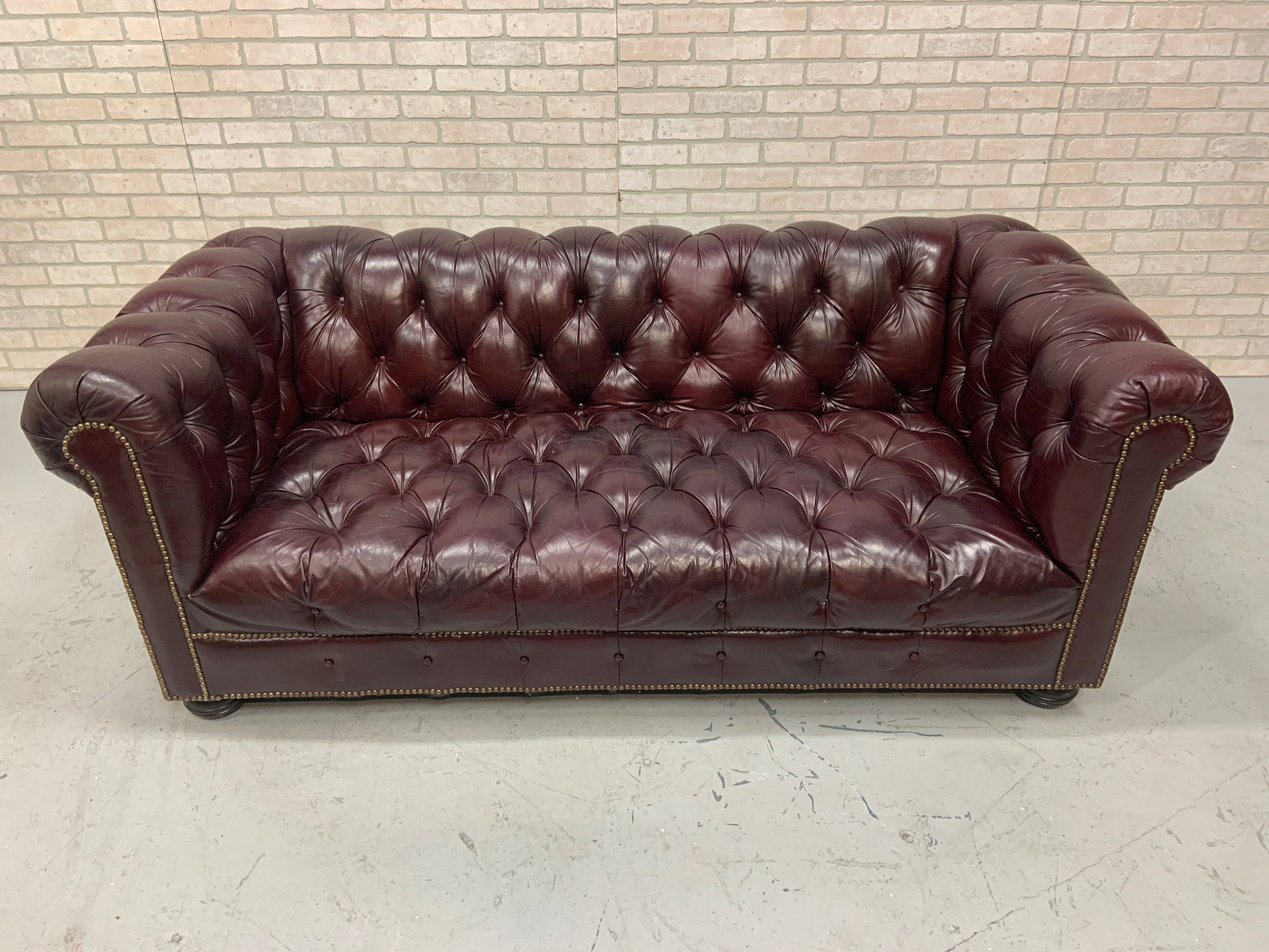 Hancock and Moore Chesterfield Tufted Burgundy Leather Sofa Etsy