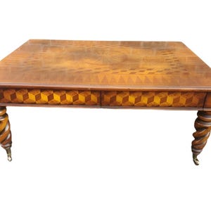 Vintage Victorian English Parquetry 2 Drawer Coffee Table