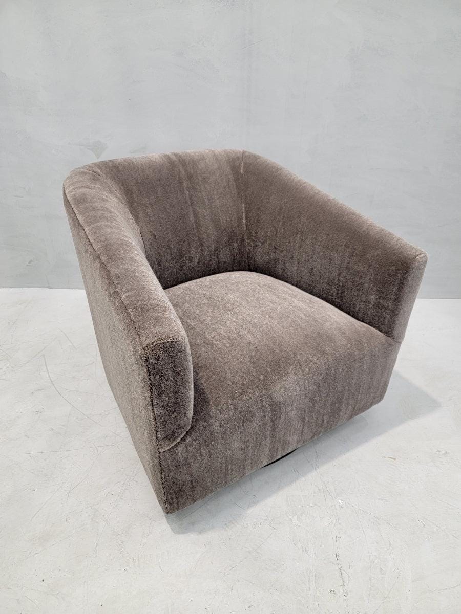 Restoration Hardware Italian Shelter arm Swivel Lounge Newly Upholstered in Taupe Mohair Etsy