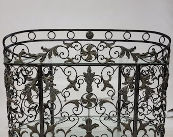 Vintage Maitland Smith Wrought Iron Oval Console Table