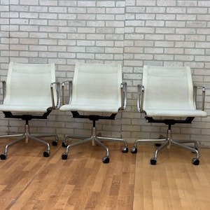 Mid Century Modern Herman Miller Eames Low Back White Mesh Desk Chair - Set of 6