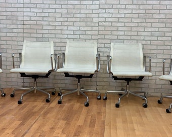Mid Century Modern Herman Miller Eames Low Back White Mesh Desk Chair - Set of 6