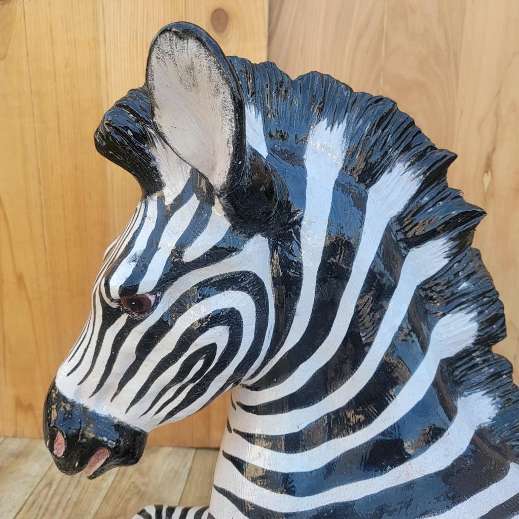 Mid Century Large Ceramic Zebra Sculpture Etsy