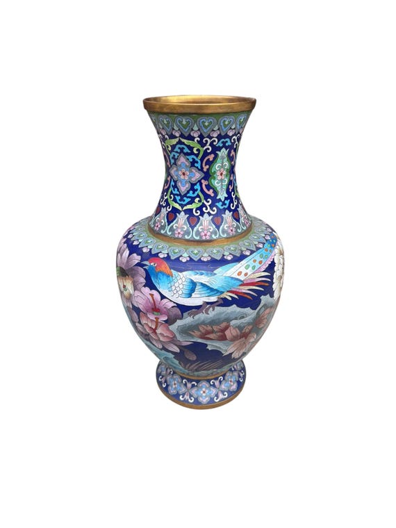中国七宝焼き花瓶 - Chinese Cloisonné Floral Vase Vintage Chinese Cloisonné Floral Design Vase - Etsy