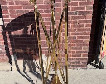 Hollywood Regency Italian Madison Jansen Brass Ram Pedestal Tray Table