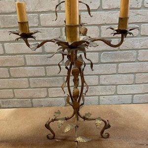 Antique Victorian Italian Leafy Tole Candelabra