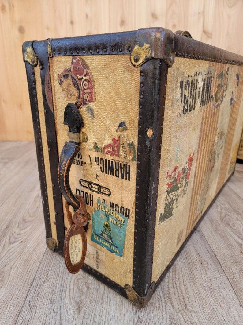 Vintage Trunk Style Travel Luggage Set of 2 Etsy