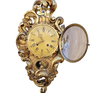 Antique Swedish Westerstrand Gold Rococo Cartouche Clock image 5
