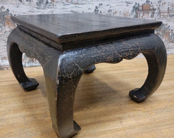 Antique Shanxi Province Linen Wrapped Elm Side Table