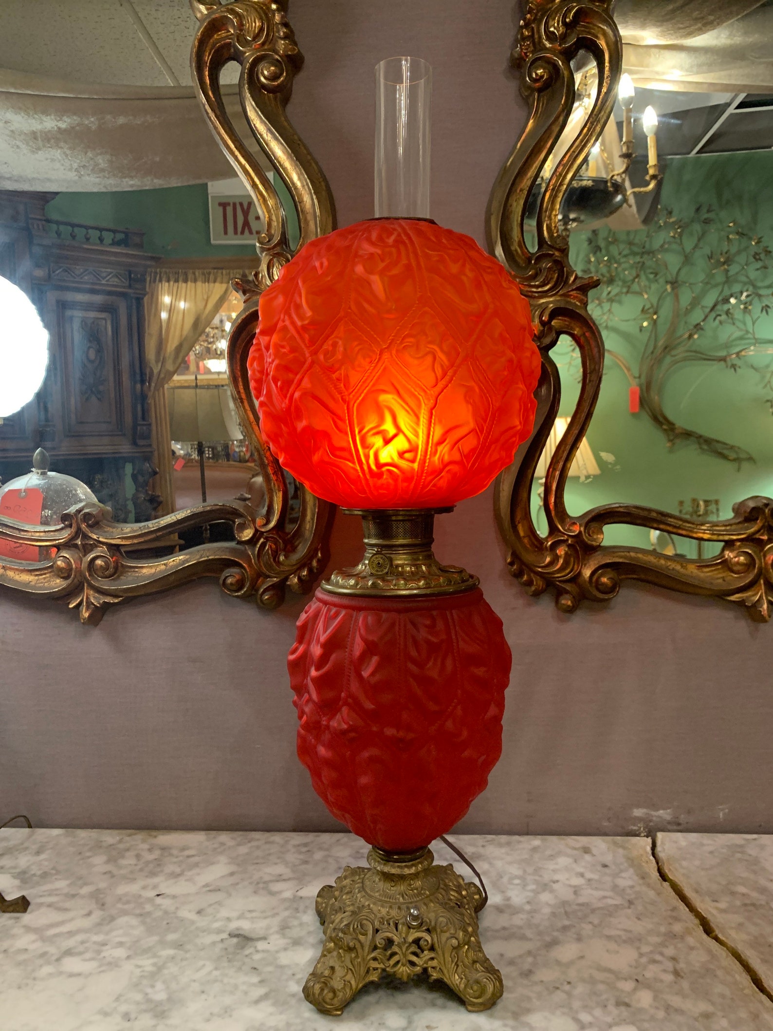 Antique Victorian Table Lamp by Pittsburg Brass and Lamp Co - Etsy