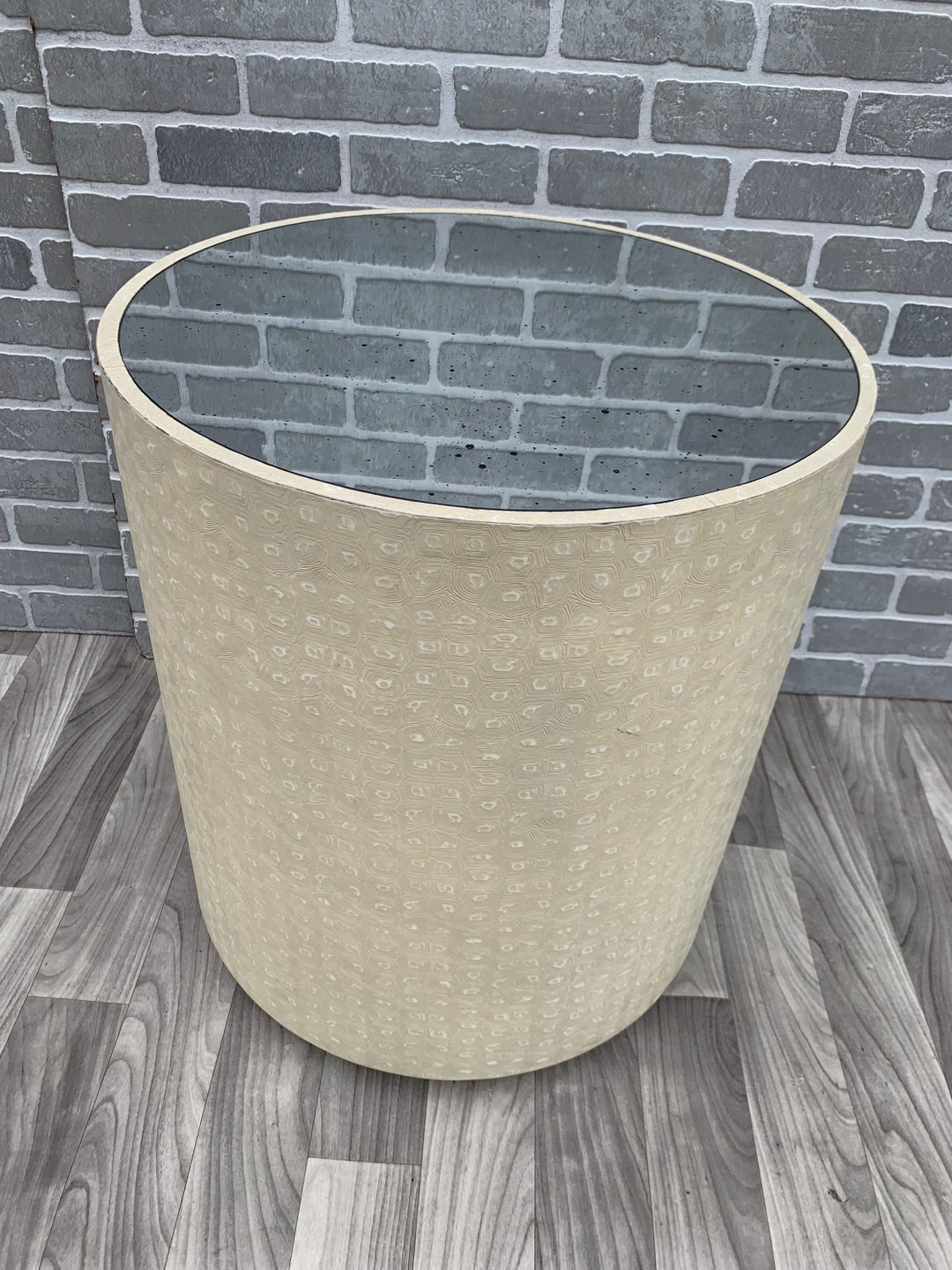 Made Goods Jordan Side Table in Cream Faux Turtle Etsy