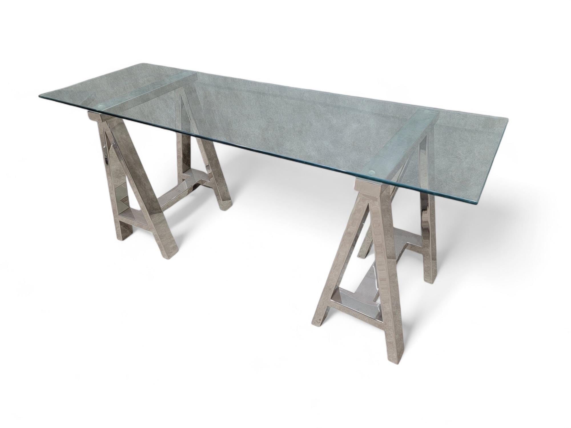 Glass top sawhorse desk discount