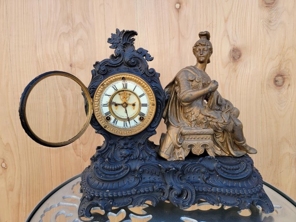 Antique Commerce Figural Mantel Clock by Ansonia