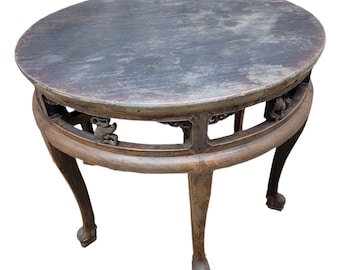 Antique Shanxi Province Elm Carved Figural Table