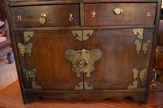 Antique Korean 18 Drawer Medicine Chest Herb Cabinet Etsy