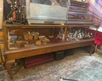 Antique Victoria Glass Showcase Display Case in Tall Cabriolet Legs