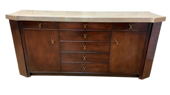 MCM Cork and Mahogany Credenza/Sideboard for Johnson Furniture