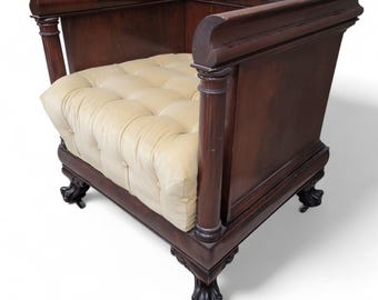 Antique English Colonial Mahogany Cube Chair