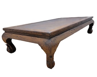 Mesa de centro antigua de olmo y ratán de la provincia de Shanxi