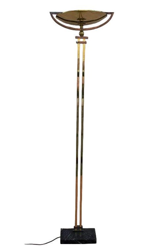 Mid Century Relco Milano Italy Torchiere Brass Floor Lamp