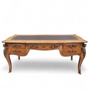 Antique Louis XV Style Inlaid Bureau Plat Writing Desk image 2