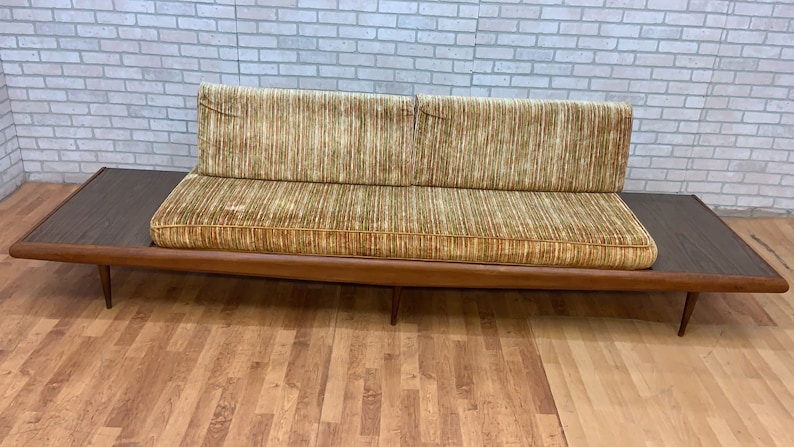 Mid Century Modern Adrian Pearsall Oak Daybed Sofa with Floating End Tables image 1