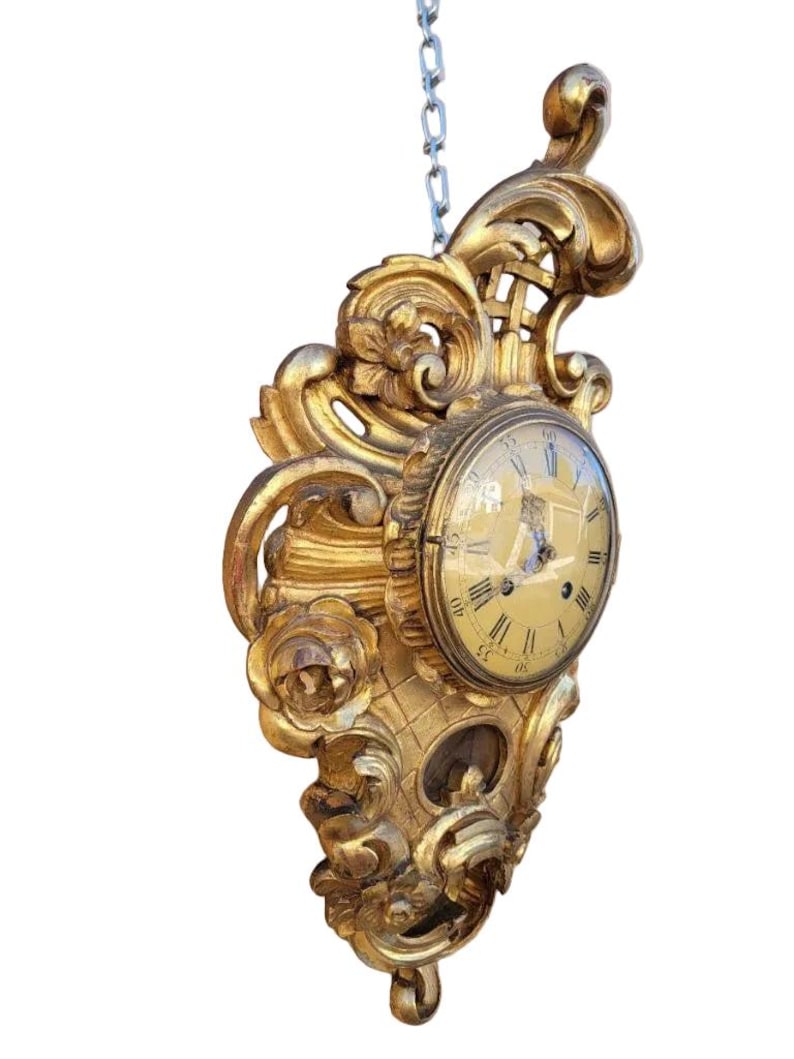 Antique Swedish Westerstrand Gold Rococo Cartouche Clock image 3