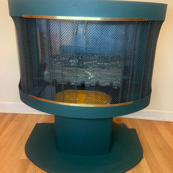 Mid Century Modern Blue Vent Freies Äthanol Biokraftstoff Freistehender Innenkamin