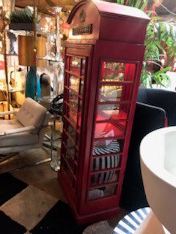 British Phone Booth Wine Display Cabinet 50