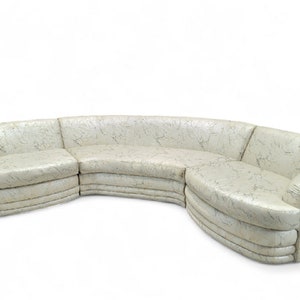 Vintage Postmodern Kagan Style Curved Ribbed Base Sectional Sofa by Directional for Upholstery