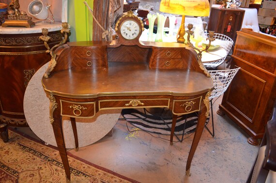 Antique French Louis Iv Kidney Shaped Writing Table Desk With Etsy