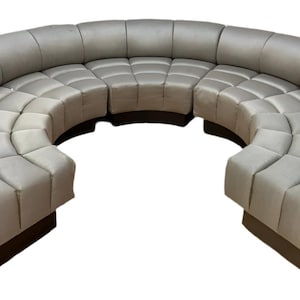 Vintage Channel Back Modular Wedge Circular Sectional Lounge Sofa