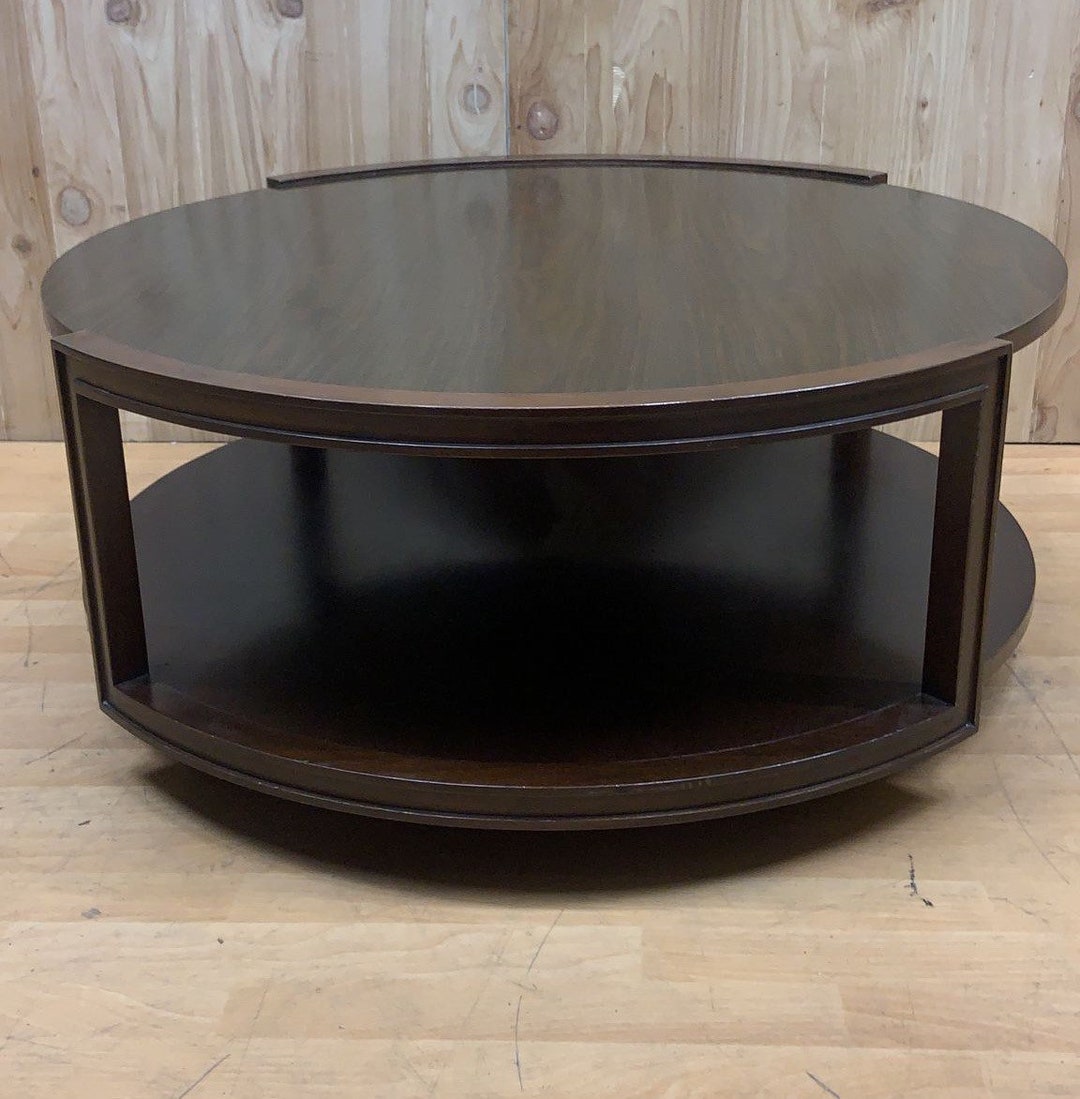 Vintage Two Tier Round Wood Coffee Table on Casters Etsy UK