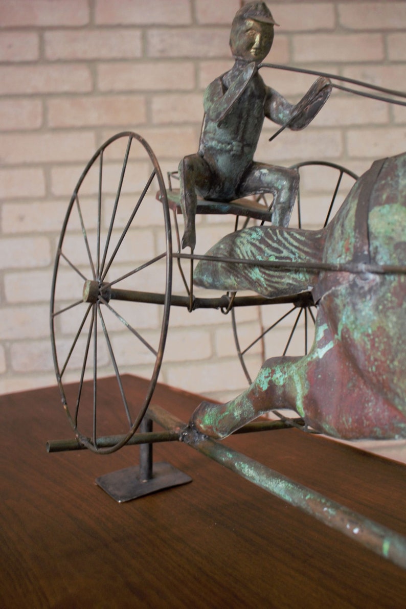 Antique American Copper Weathervane Sulky Jockey With Buggy Etsy