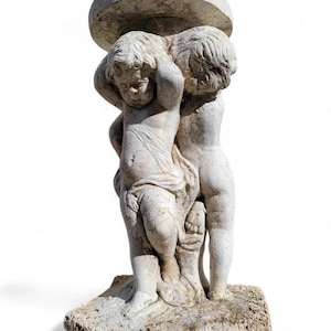 Vintage Neoclassical Style Cherub/Putti Garden Sculpture/Stand