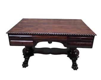 Antique Empire Carved Mahogany Partner’s Desk