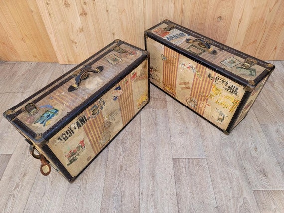 Vintage Trunk Style Travel Luggage - Set of 2 - image 6