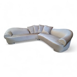 Postmodern Curved Sectional Sofa By Carsons Newly Upholstered in Velvet