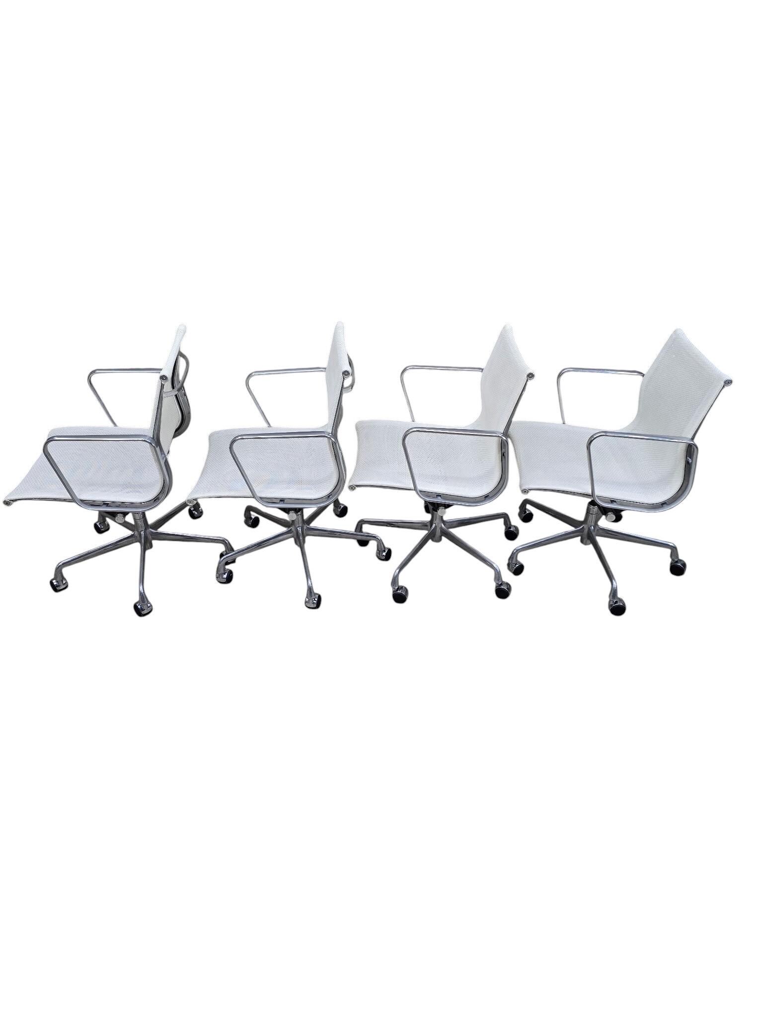 MCM Herman Miller Eames Low Back White Mesh Office Chairs – Set of
