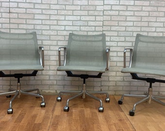 Mid Century Modern Herman Miller Eames Low Back Gray Mesh Desk Chairs - Set of 5