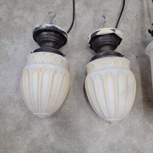 Antique Victorian Milk Glass Light Pendants - Set of 2