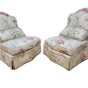 Vintage French Provincial Slipper Chairs by Baker Furniture - Pair
