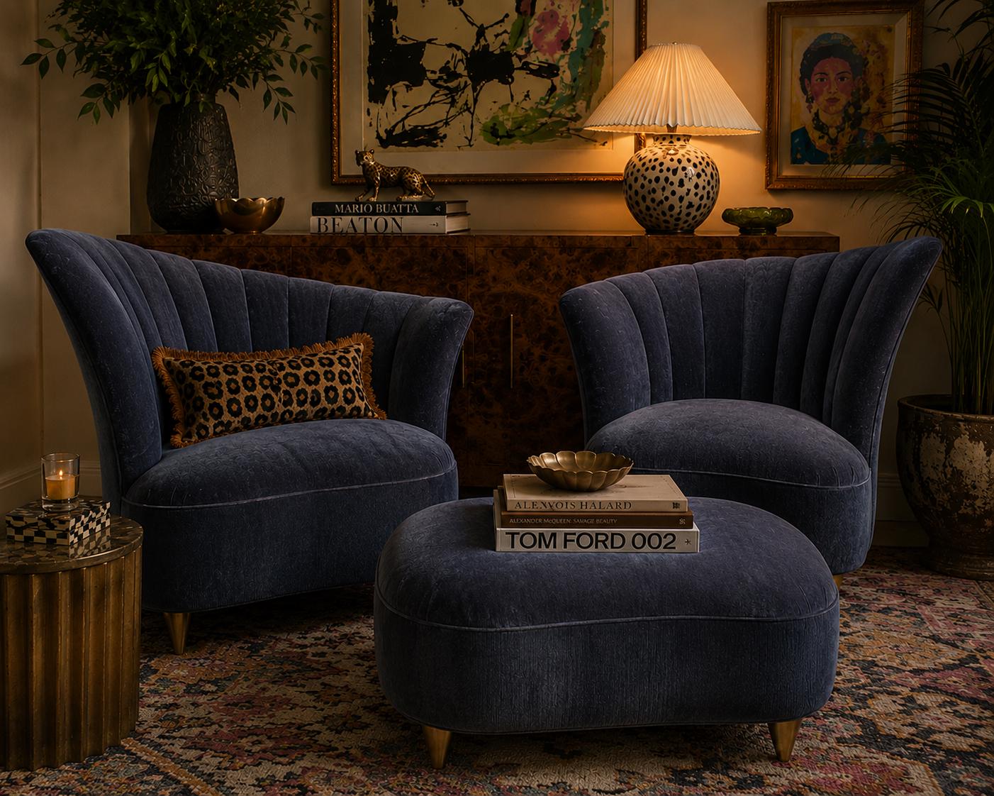 MCM Asymmetrical Lounge Chairs and Ottoman Newly Reupholstered - Etsy