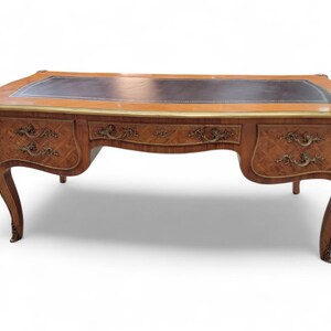Antique Louis XV Style Inlaid Bureau Plat Writing Desk image 9