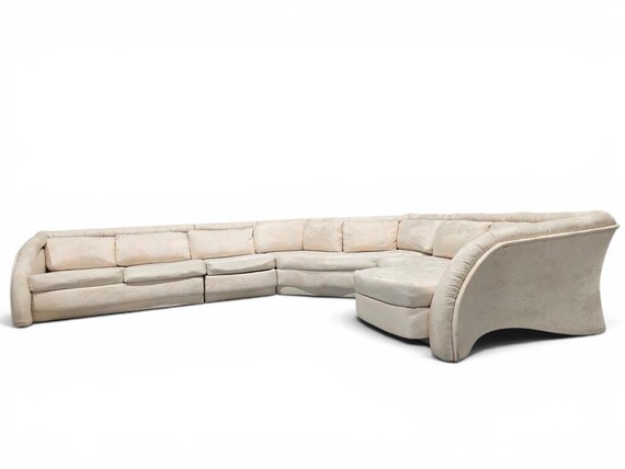 Sold-Vintage Curved Modular Sectional Sofa in Original Upholstery – for Reupholstery