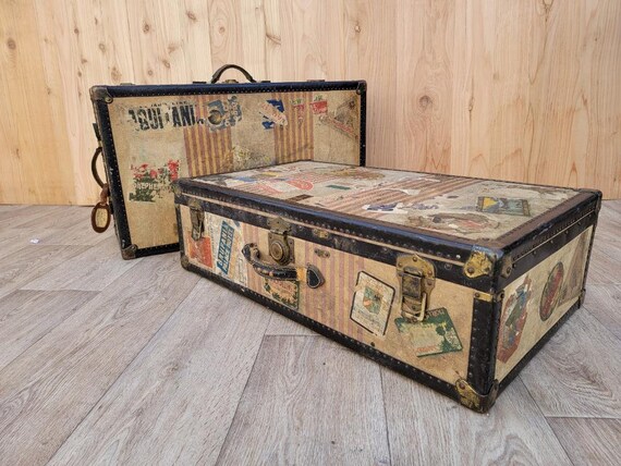 Vintage Trunk Style Travel Luggage - Set of 2 - image 7