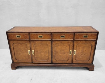 Vintage Hollywood Regency Walnut Burl Dresser Sideboard by Ray Sabota for Century Furniture